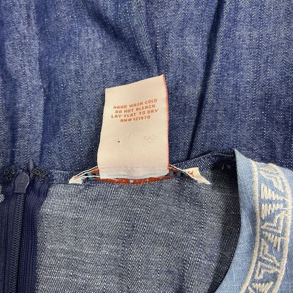 Flying Tomato Chambray A Line Dress Embroidered M Western Boho Country Prairie - Picture 9 of 12